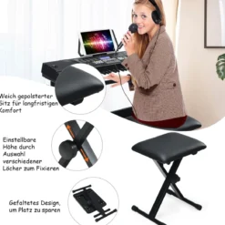 61-Tasten-Elektroklavier tragbares Musikinstrument Digitale Keyboard Schwarz + Weiß