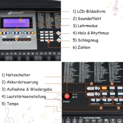 61-Tasten-Elektroklavier tragbares Musikinstrument Digitale Keyboard Schwarz + Weiß