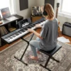 88 Tasten E-Piano mit Verstellbarem Ständer & Hocker & Sustain-Pedal Keyboard Schwarz