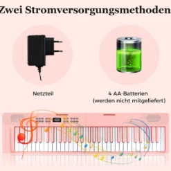 61-Tasten faltbares Klavierkeyboard vollwertiges elektronisches Keyboard mit MIDI- & Split-Funktion Rosa