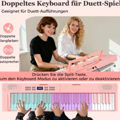 61-Tasten faltbares Klavierkeyboard vollwertiges elektronisches Keyboard mit MIDI- & Split-Funktion Rosa
