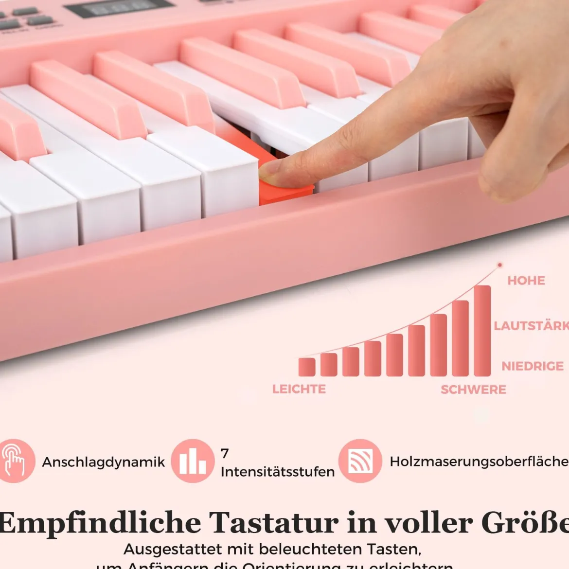 61-Tasten faltbares Klavierkeyboard vollwertiges elektronisches Keyboard mit MIDI- & Split-Funktion Rosa
