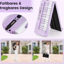 61-Tasten faltbares Klavierkeyboard vollwertiges elektronisches Keyboard mit MIDI- & Split-Funktion Lila