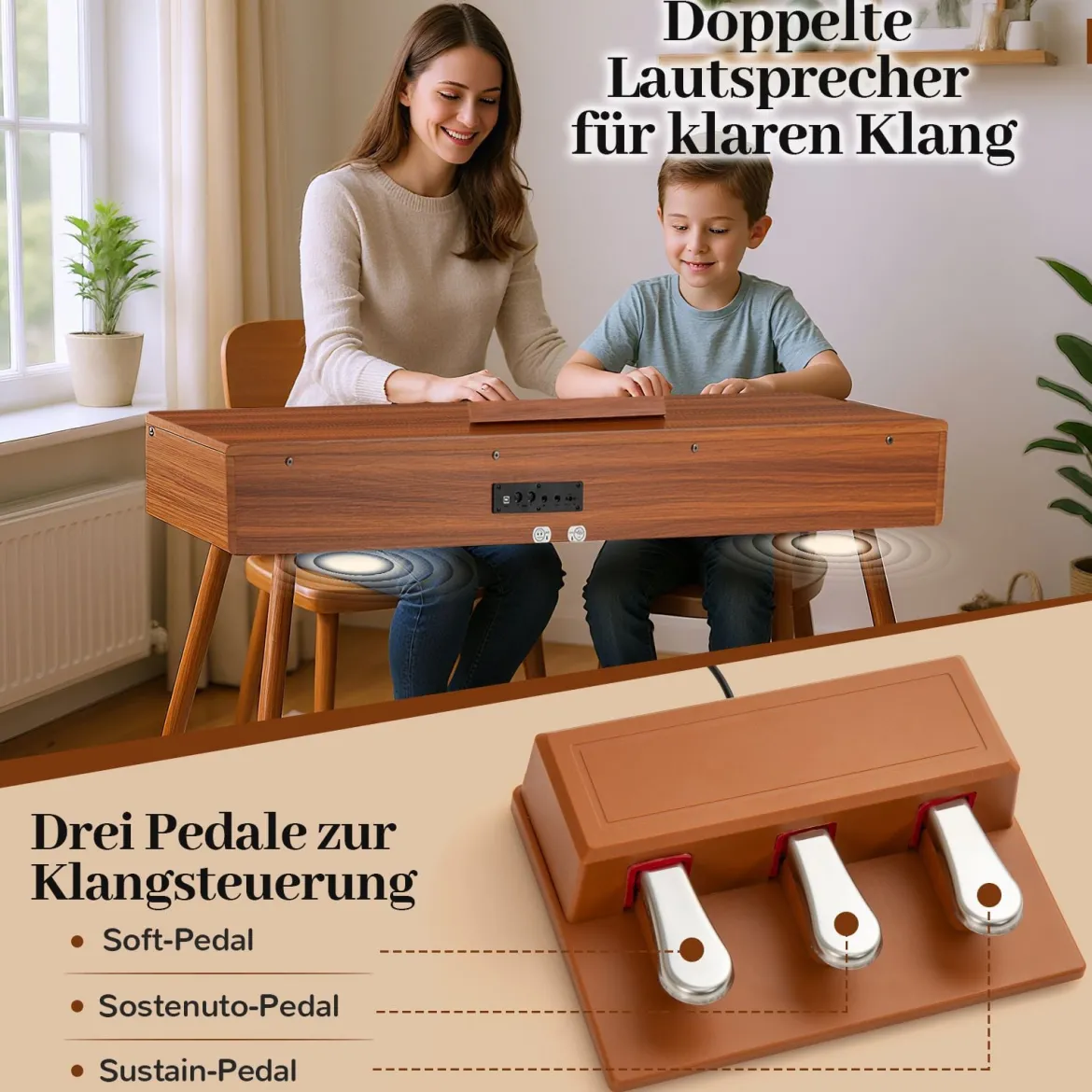 88-Tasten Graded Hammer Action Weighted Keyboard Klavier mit Push-Pull-Schublade Digitalpiano