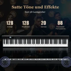 88 Tasten Keyboard elektronisches Musikinstrument Digitales Piano 126 x 30 x 22,5 cm Schwarz