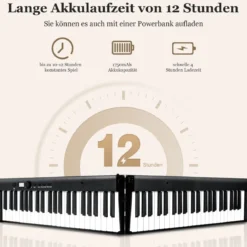88 Tasten Keyboard elektronisches Musikinstrument Digitales Piano 126 x 30 x 22,5 cm Schwarz