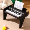 25 Tasten Keyboard Kinder Mini Digitales Klavier Holzspielzeug mit Einstellbarer Geschwindigkeit Schwarz