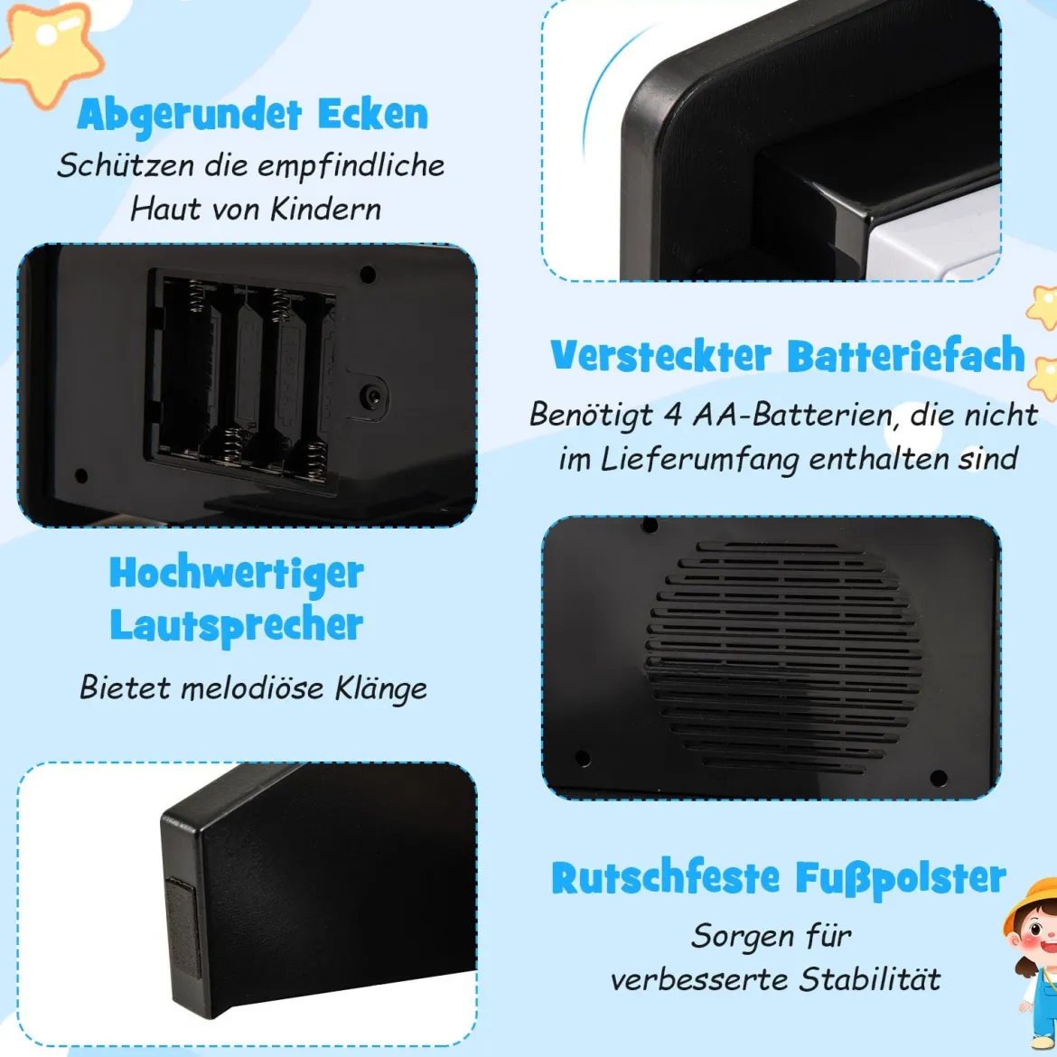 25 Tasten Keyboard Kinder Mini Digitales Klavier Holzspielzeug mit Einstellbarer Geschwindigkeit Schwarz
