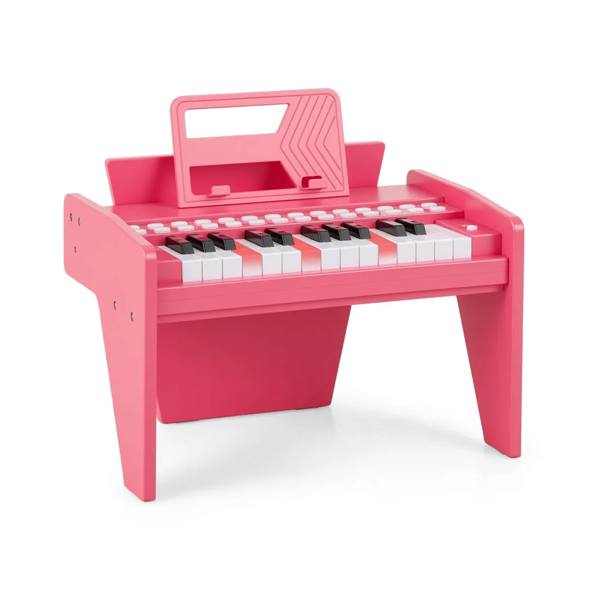 25 Tasten Keyboard Kinder Mini Digitales Klavier Holzspielzeug mit Einstellbarer Geschwindigkeit Rosa