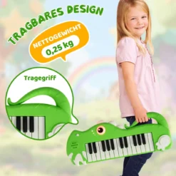 25 Tasten Kinder Digitalpiano mit Eingebauter Musik & Licht Elektronisches Klaviertastatur Grün
