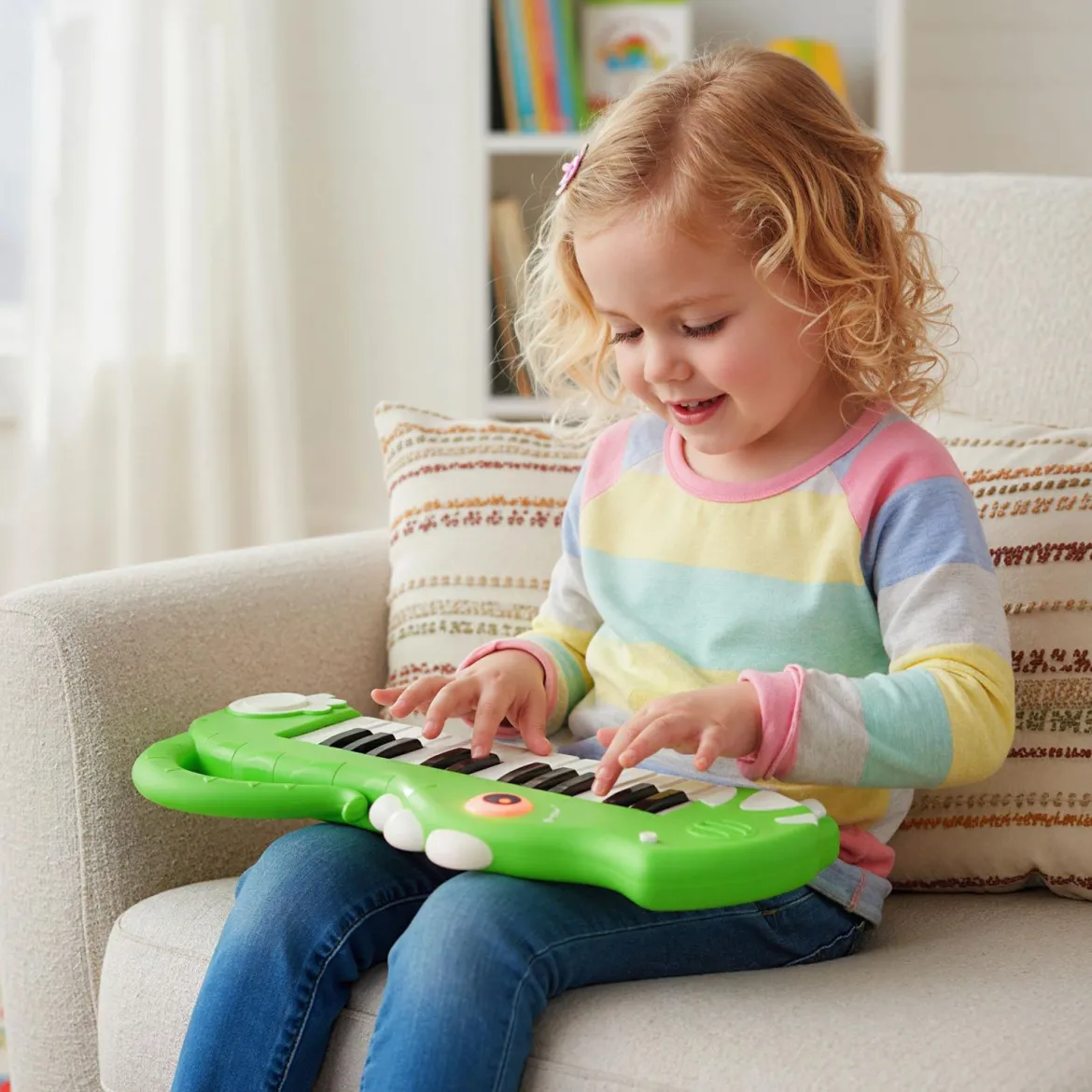 25 Tasten Kinder Digitalpiano mit Eingebauter Musik & Licht Elektronisches Klaviertastatur Grün