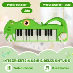 25 Tasten Kinder Digitalpiano mit Eingebauter Musik & Licht Elektronisches Klaviertastatur Grün