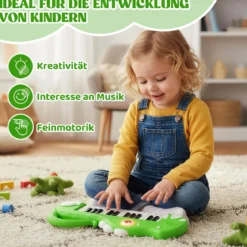 25 Tasten Kinder Digitalpiano mit Eingebauter Musik & Licht Elektronisches Klaviertastatur Grün