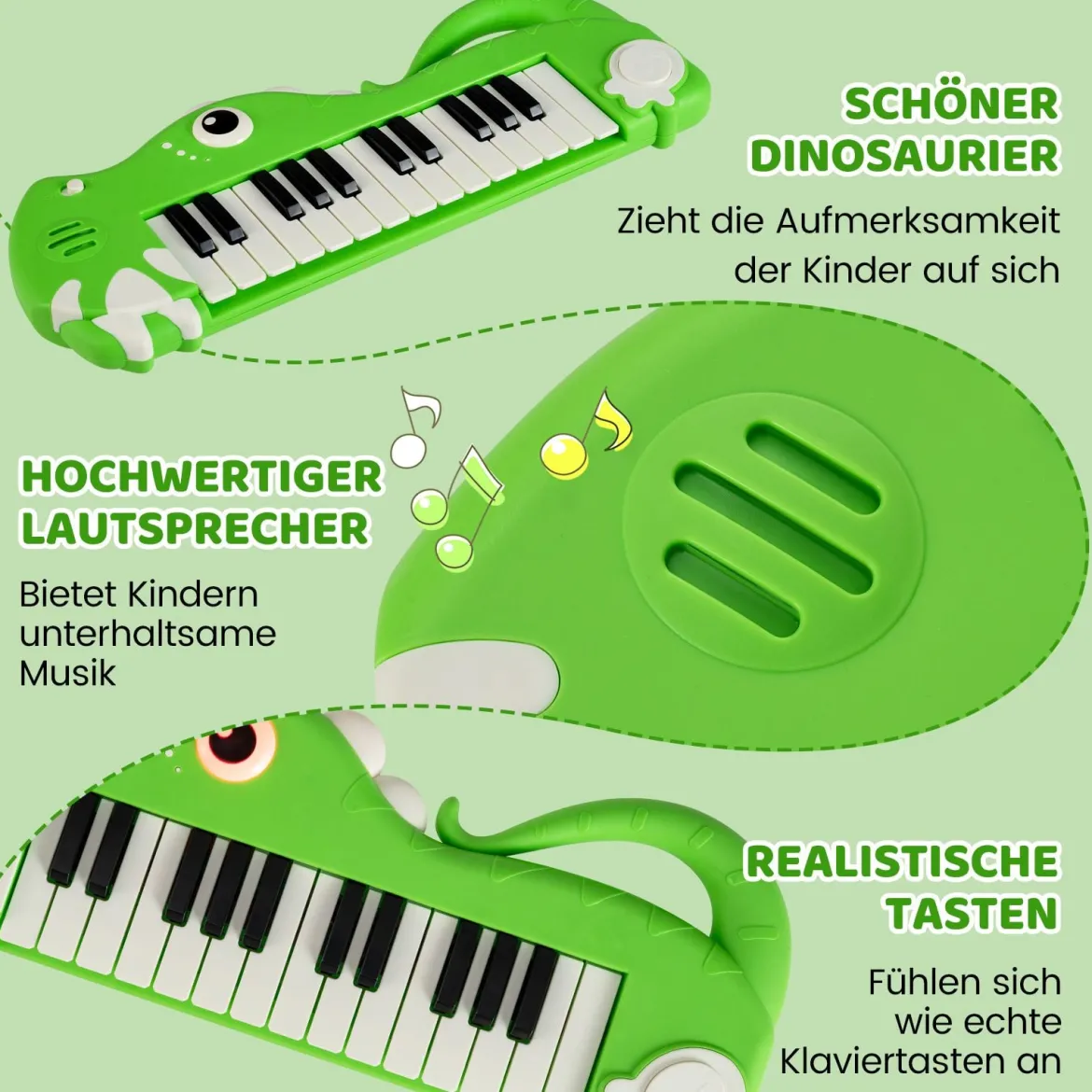 25 Tasten Kinder Digitalpiano mit Eingebauter Musik & Licht Elektronisches Klaviertastatur Grün