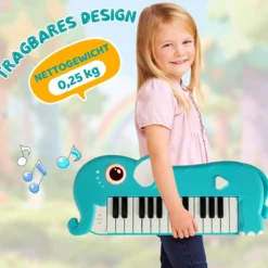25 Tasten Kinder Digitalpiano mit Eingebauter Musik & Licht Elektronisches Klaviertastatur Blau