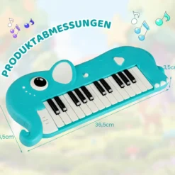 25 Tasten Kinder Digitalpiano mit Eingebauter Musik & Licht Elektronisches Klaviertastatur Blau