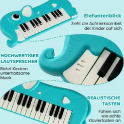 25 Tasten Kinder Digitalpiano mit Eingebauter Musik & Licht Elektronisches Klaviertastatur Blau