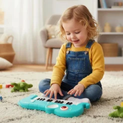 25 Tasten Kinder Digitalpiano mit Eingebauter Musik & Licht Elektronisches Klaviertastatur Blau