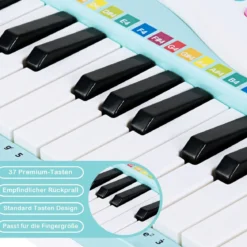 37 Tasten Kinder-Keyboard elektronisches Kinderklavier mit Licht Aufnahme & Abspiel Funktion Blau