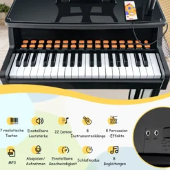 37-Tasten Kinder Keyboard elektronisches Kinderklavier mit Hocker Schwarz
