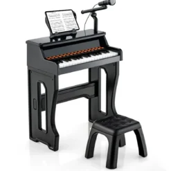 37-Tasten Kinder Keyboard elektronisches Kinderklavier mit Hocker Schwarz