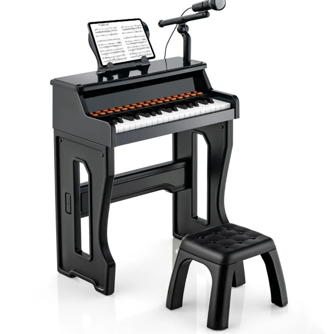 37-Tasten Kinder Keyboard elektronisches Kinderklavier mit Hocker Schwarz