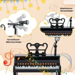 37-Tasten Kinder Keyboard elektronisches Kinderklavier mit Hocker Schwarz