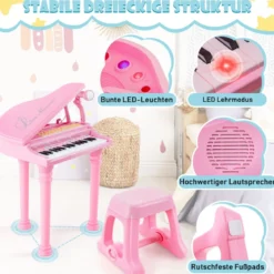 31 Tasten Kinder Keyboard mit Hocker Kinderklavier Spielzeugklavier 35 x 30 x 55 cm Rosa