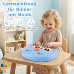 13-Tasten Kinder Keyboard mit Musik & Licht Baby Klavier Tragbares Musikinstrument Spielzeugklavier