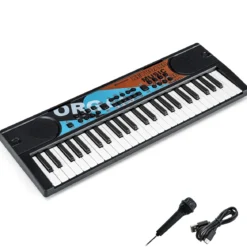 49 Tasten Kinder Klavier Keyboardmit 8 Rhythmen & 8 Klängen Tragbares Elektrisches Keyboard Schwarz