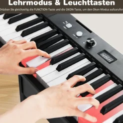 61 Tasten Klavier Keyboard Elektronisches Keyboard Set mit höhenverstellbarem Ständer Schwarz