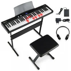 61 Tasten Klavier Keyboard Elektronisches Keyboard Set mit höhenverstellbarem Ständer Schwarz