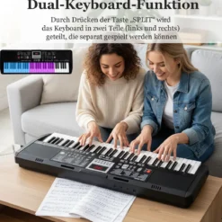 61 Tasten Klavier Keyboard für Anfänger Elektronisches Keyboard Set mit höhenverstellbarem Stativ Schwarz