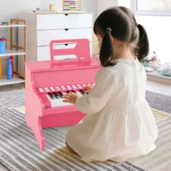 25 Tasten Mini Digitalpiano Kinder Elektrisches Klavier mit Einstellbarer Geschwindigkeit Rosa