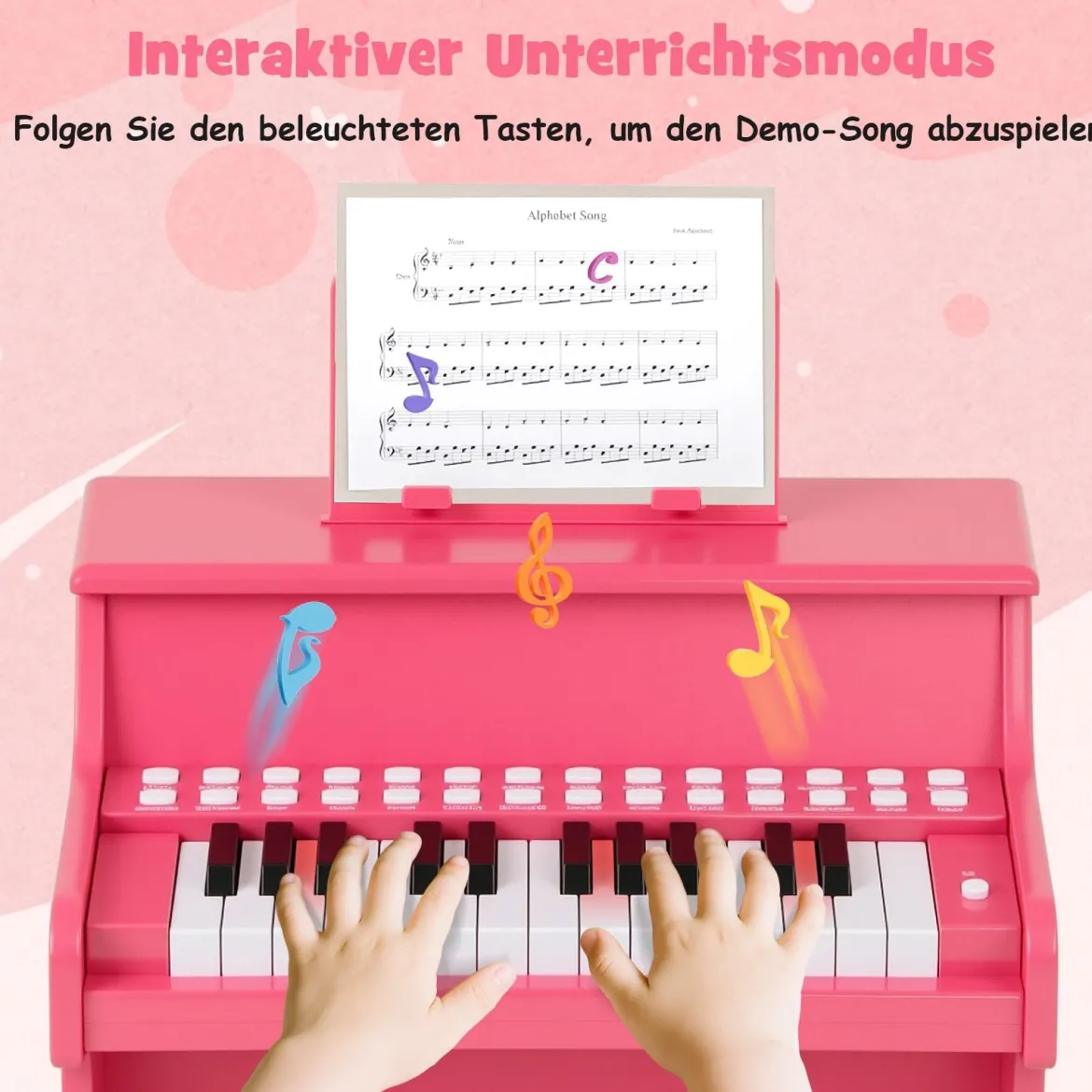 25 Tasten Mini Digitalpiano Kinder Elektrisches Klavier mit Einstellbarer Geschwindigkeit Rosa