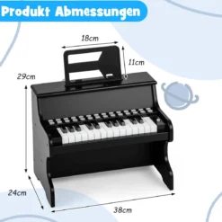 25 Tasten Mini Digitalpiano Kinder Elektrisches Klavier mit Einstellbarer Geschwindigkeit Schwarz