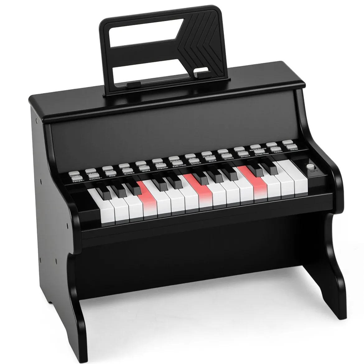 25 Tasten Mini Digitalpiano Kinder Elektrisches Klavier mit Einstellbarer Geschwindigkeit Schwarz