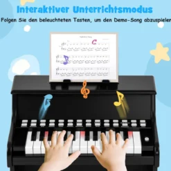 25 Tasten Mini Digitalpiano Kinder Elektrisches Klavier mit Einstellbarer Geschwindigkeit Schwarz