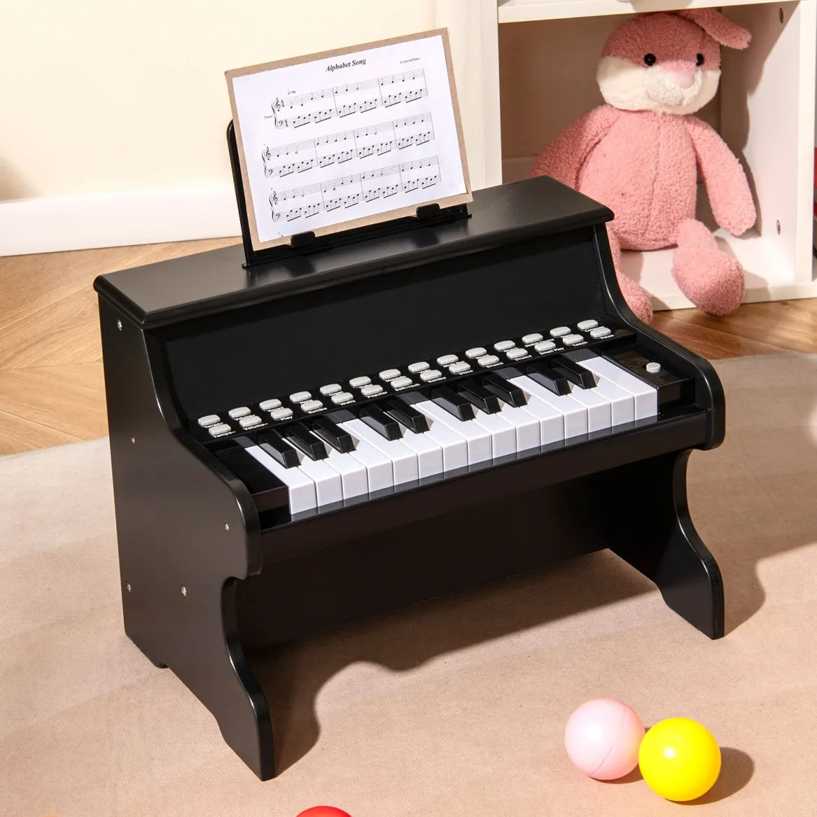 25 Tasten Mini Digitalpiano Kinder Elektrisches Klavier mit Einstellbarer Geschwindigkeit Schwarz