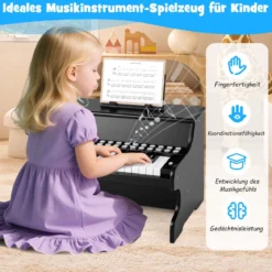 25 Tasten Mini Digitalpiano Kinder Elektrisches Klavier mit Einstellbarer Geschwindigkeit Schwarz