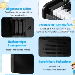 25 Tasten Mini Digitalpiano Kinder Elektrisches Klavier mit Einstellbarer Geschwindigkeit Schwarz