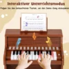 25 Tasten Mini Digitalpiano Kinder Elektrisches Klavier mit Einstellbarer Geschwindigkeit Braun