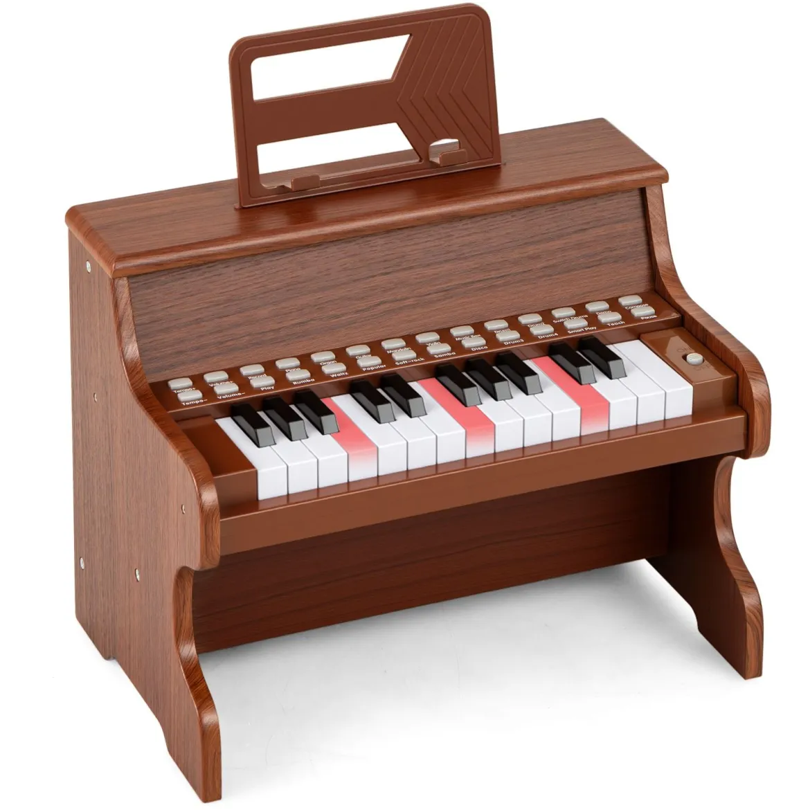25 Tasten Mini Digitalpiano Kinder Elektrisches Klavier mit Einstellbarer Geschwindigkeit Braun