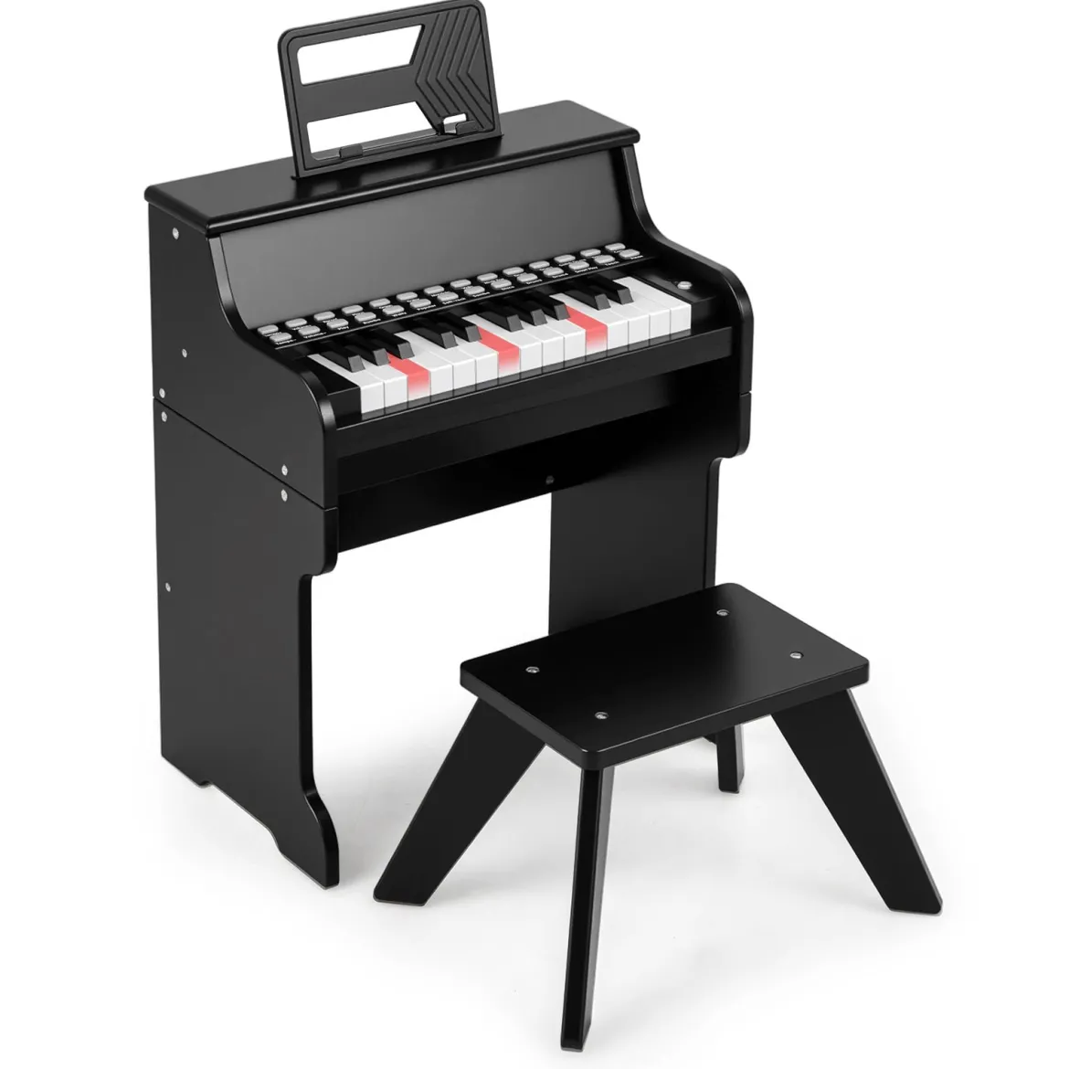 25 Tasten Mini Digitalpiano mit Hocker Kinder Klavier mit Einstellbarer Geschwindigkeit Schwarz