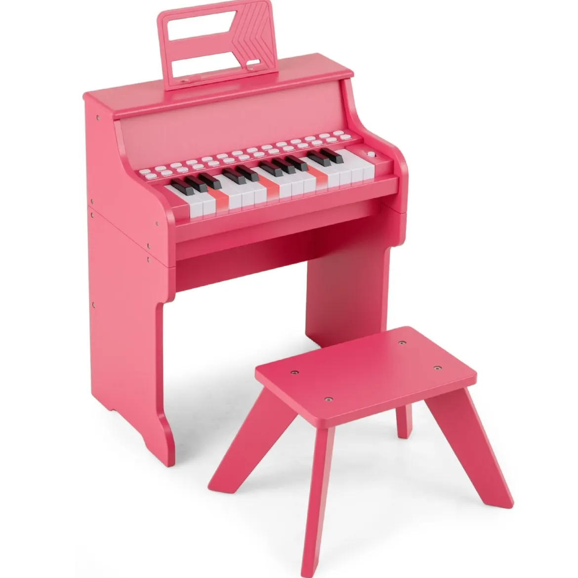 25 Tasten Mini Digitalpiano mit Hocker Kinder Klavier mit Einstellbarer Geschwindigkeit Rosa