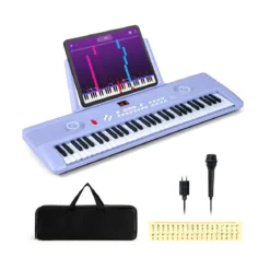 61 Tasten Piano Keyboard mit Ständer & Mikrofon & Tragetasche Digital Piano E-Piano Lila