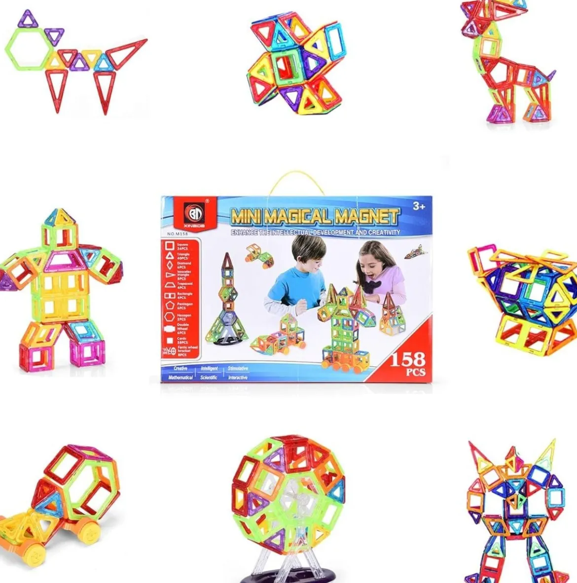 158 Teile Magnetische Bausteine Magnetspielzeug Multi-Kombination Building Bauklötze