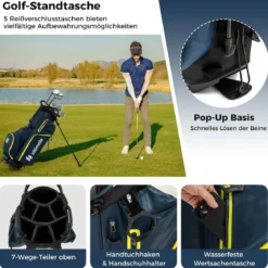 15 teilges Komplett Golfschläger Set Golf Set mit Golftasche & Regenhaube Gelb