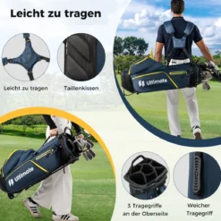 15 teilges Komplett Golfschläger Set Golf Set mit Golftasche & Regenhaube Gelb
