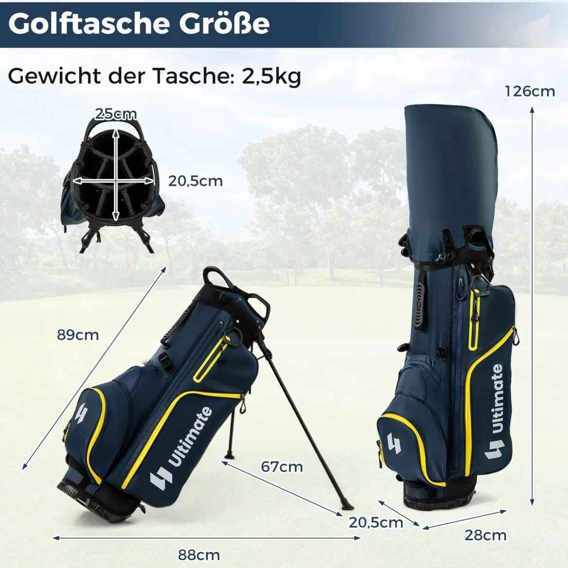 15 teilges Komplett Golfschläger Set Golf Set mit Golftasche & Regenhaube Gelb